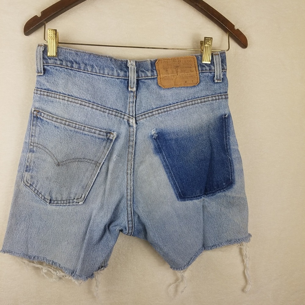Vintage Levi's Orange Tab Cut Off Denim Shorts Distressed Blue 29 High Rise